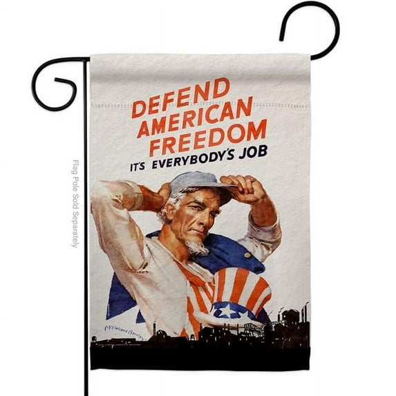 US Brotherhood G183059-BO 13 x 18.5 in. Defend American Freedom Garden Flag with Armed Forces Service Double-Sided Decorative Vertical Flags House Decoration Banner Yard Gift