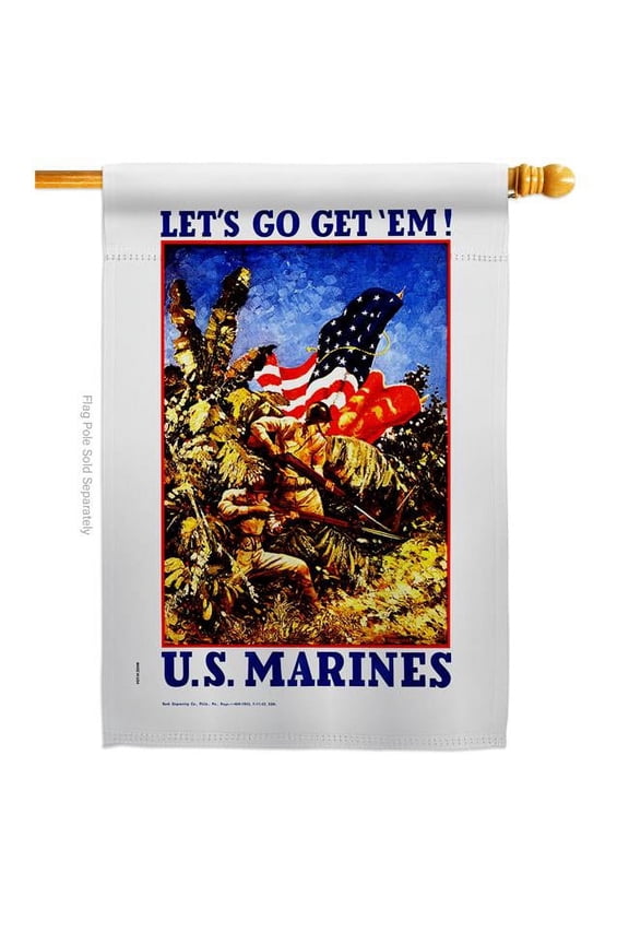 H183020-BO 28 x 40 in. Lets Go Get EM House Flag with Armed Forces Marine Corps Double-Sided Decorative Vertical Flags Decoration Banner Garden Yard Gift