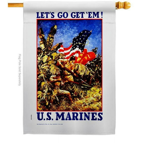 US Brotherhood H183020-BO 28 x 40 in. Lets Go Get EM House Flag with Armed Forces Marine Corps Double-Sided Decorative Vertical Flags Decoration Banner Garden Yard Gift