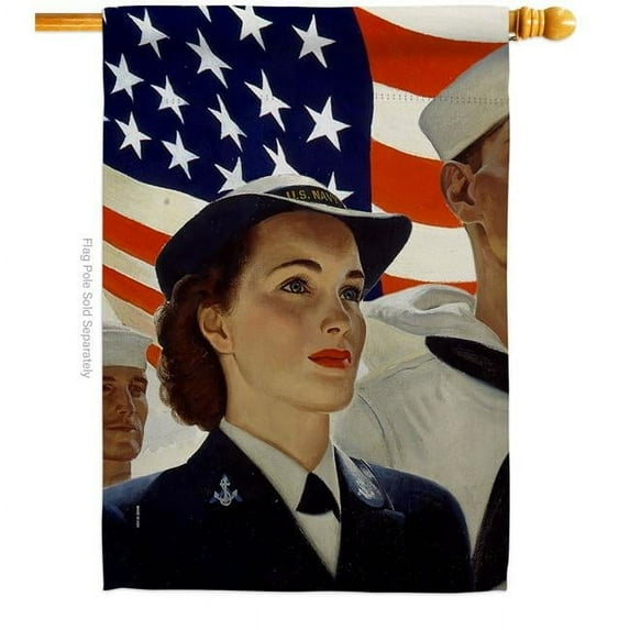 US Brotherhood H183040-BO 28 x 40 in. Navy Waves House Flag with Armed Forces Double-Sided Decorative Vertical Flags Decoration Banner Garden Yard Gift