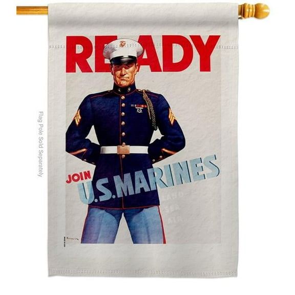 US Brotherhood H183047-BO 28 x 40 in. Join U.S. Marines House Flag with Armed Forces Marine Corps Double-Sided Decorative Vertical Flags Decoration Banner Garden Yard Gift