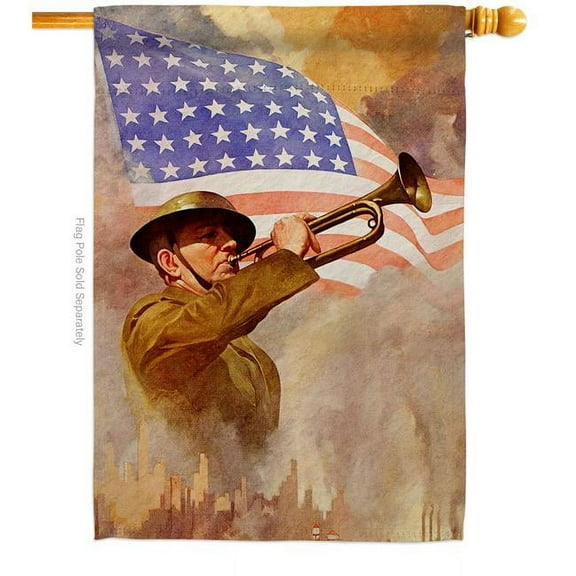 US Brotherhood H183056-BO 28 x 40 in. Arsenal of Democracy House Flag with Armed Forces Army Double-Sided Decorative Vertical Flags Decoration Banner Garden Yard Gift