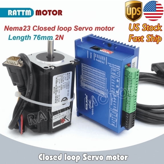 USCNC Nema23 2N.m Closed Loop Stepper Motor Hybrid Servo Driver Kit 76mm&HSS57