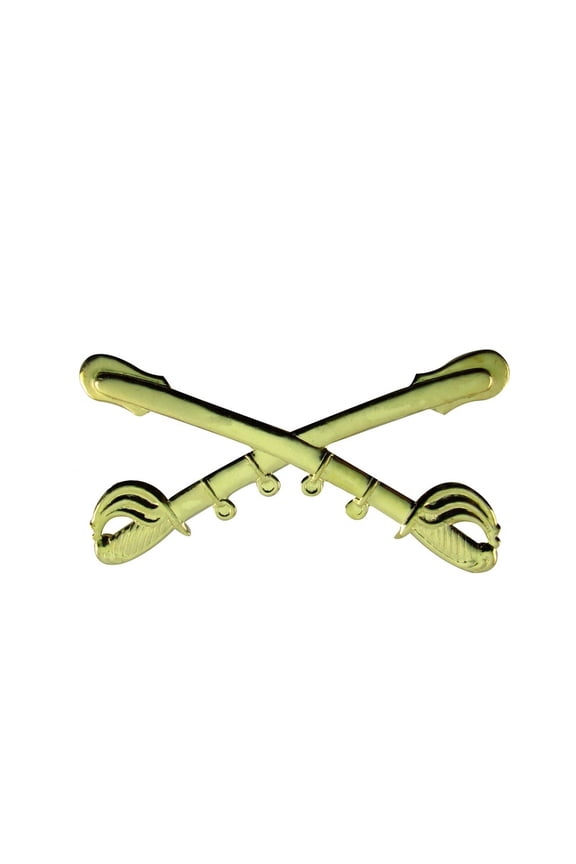 US/CSA Civil War Kepi Hat Badge Stamped Brass Cavalry Sword Uniform Insignia Pin