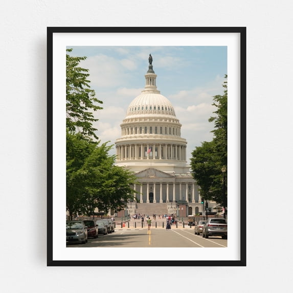 US Capitol 01 - Washington District of Columbia Photography Black Framed Wall Art Print 30 x 40 inches