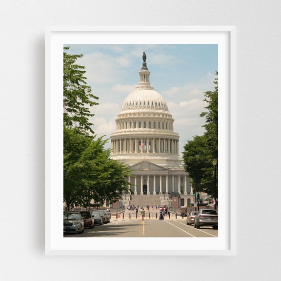 US Capitol 01 - Washington District of Columbia Photography White Framed Wall Art Print 16 x 20 inches