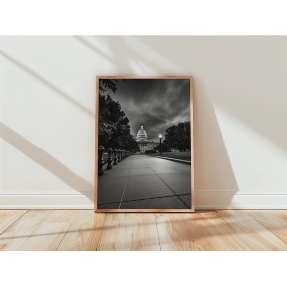 US Capitol Black and White Architectural Poster Unframed Paper Print