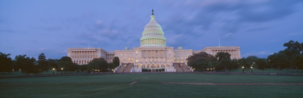 US Capitol building at dusk Washington DC Canvas Art - Panoramic Images (36 x 12)