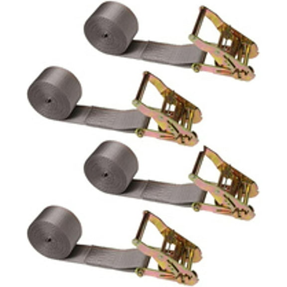 US Cargo Control Endless Ratchet Straps, 2 Inch Wide X 10 Foot Long, Gray, Wide Handle Ratchet, Endless Cargo Straps, for Cargo Bundling, 4 Pack