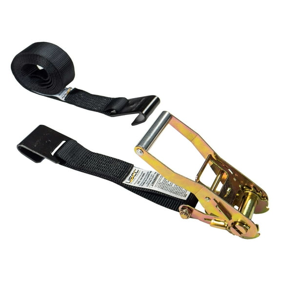 US Cargo Control, 2 x 12 Ratchet Strap, Ratchet Strap with Flat Hook, 2 Inch Wide X 12 Foot Long, Black Ratchet Straps, Dependable Utility Strap, 3,333 Pound Working Load Limit