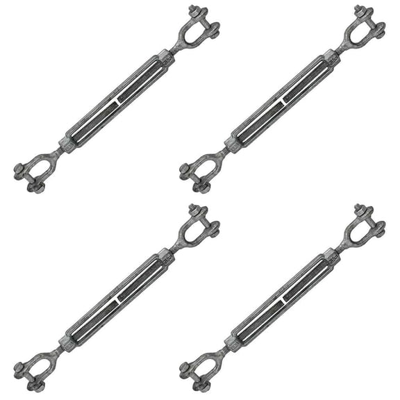 US Cargo Control 5/16 Inch x 4-1/2 Inch Jaw and Jaw Galvanized Turnbuckle, Working Load Limit 800 Pounds, 4 Pack, Uses: Tower, Suspension, Mining, Rigging, Tensioning