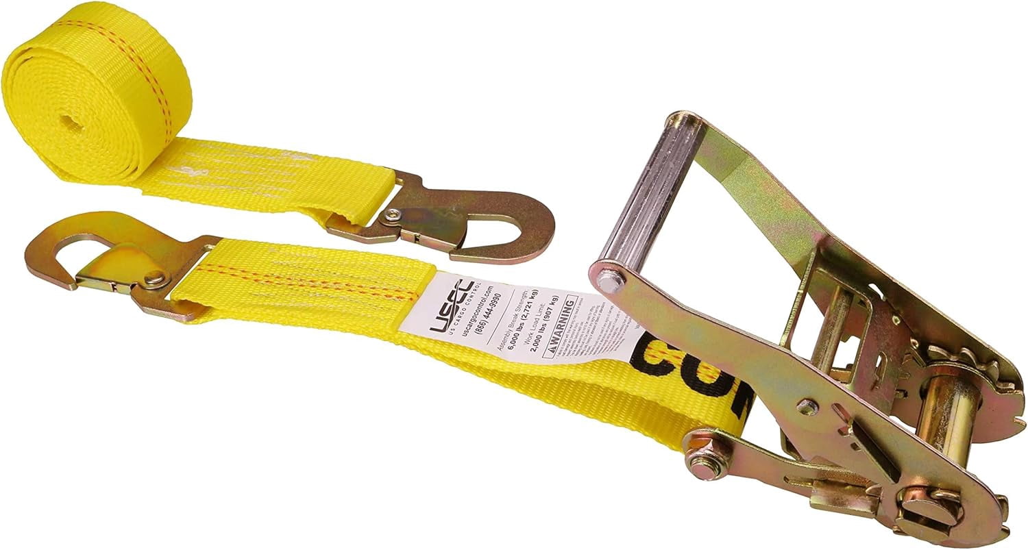US Cargo Control Automotive Ratchet Strap with Snap Hook, 2 Inch Wide X ...