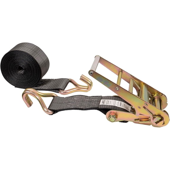US Cargo Control Blackline Ratchet Strap Heavy Duty, 4 Inch x 30 Foot Black Ratchet Straps with Double J Hooks, 24,000 LBS Break Strength, Heavy Duty Tie Down Straps for Trucks & Trailers