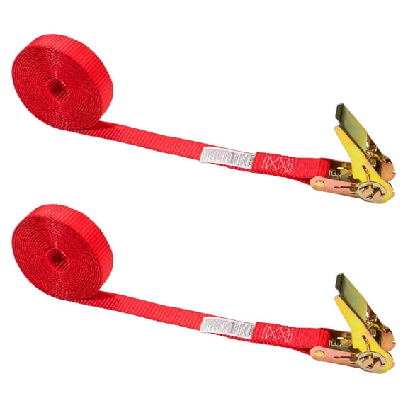 US Cargo Control Endless Ratchet Straps, 1 Inch Wide X 13 Foot Long Open End Ratchet Strap, Red Endless Ratchet Strap Tie Downs With Many Uses, Perfect Small Cargo Straps with Ratchet, 2 Pack