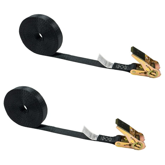 US Cargo Control Endless Ratchet Straps, 1 Inch Wide X 20 Foot Long Open End Ratchet Strap, Black Endless Ratchet Strap Tie Downs With Many Uses, Perfect Small Cargo Straps with Ratchet, 2 Pack