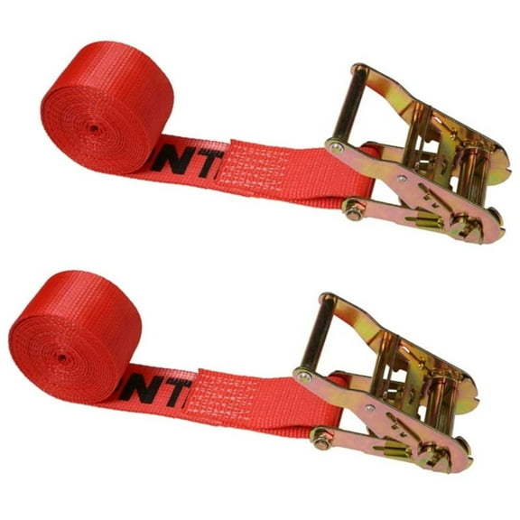 US Cargo Control, Endless Ratchet Straps, 2 Inch Wide X 15 Foot Long, Red Ratchet Straps, Wide Handle Ratchet Tie Down, Endless Cargo Straps, Dependable Utility Strap For Cargo Bundling, 2 Pack