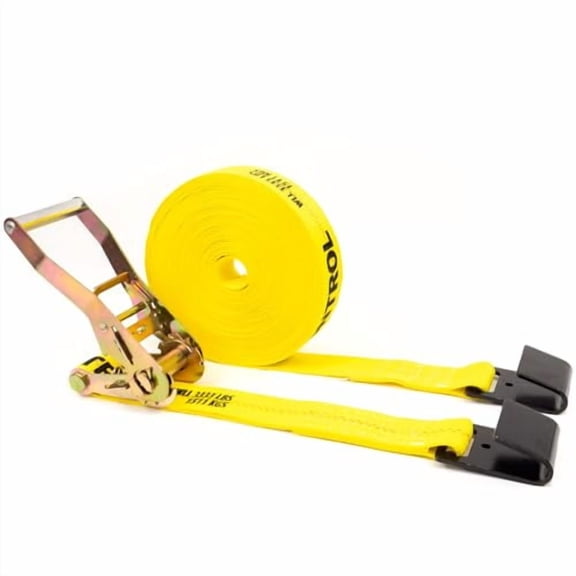 US Cargo Control Flat Hook Ratchet Strap 2 Inch x 50 Foot, 10,000 LBS Break Strength, Hay Hauling Straps, Heavy Duty Tie Downs for Flatbed Trailer or Truck, Secure Hay Balers