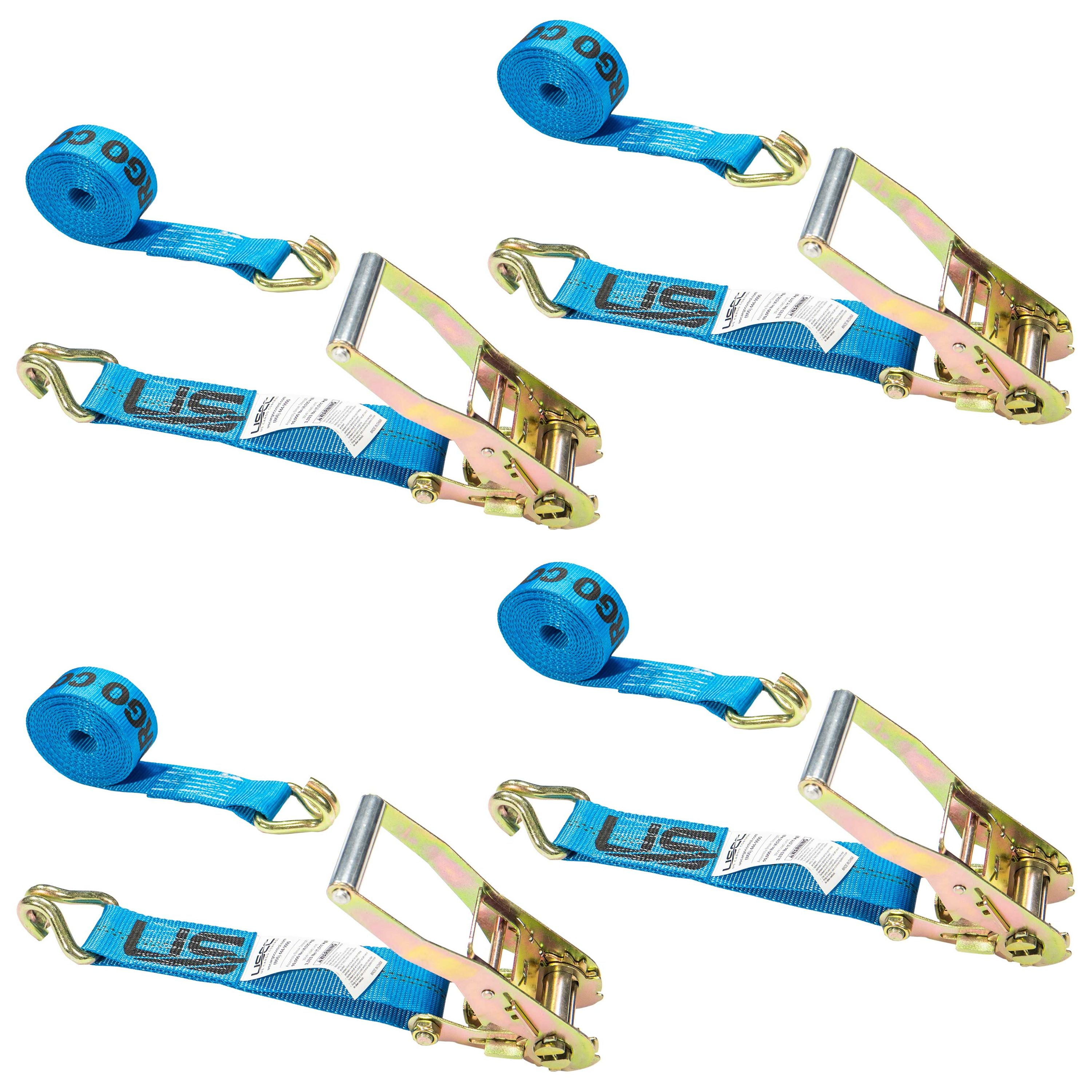 Heavy Duty Ratchet Straps with Double J-hooks(16.4 Ft x 1 inch -2200lbs) 1  Packs 