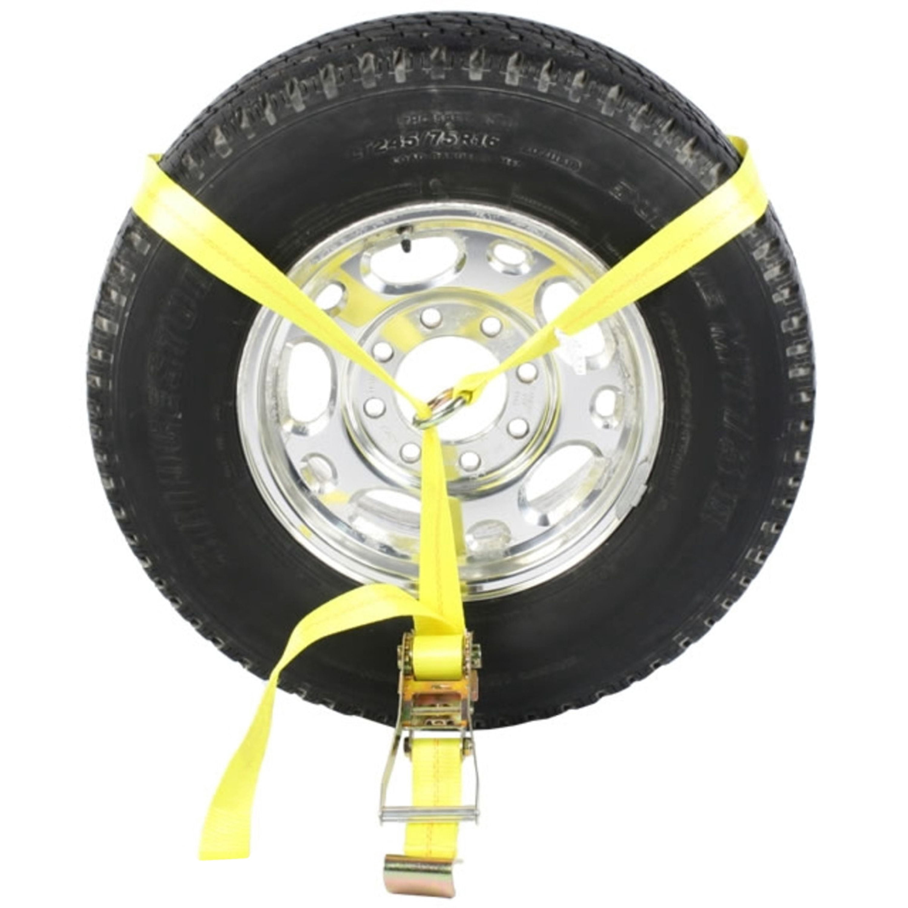 Using Wheel Strap US Cargo Control Side Mount Wheel Net With Ratchet and Flat Hook, Easy ...