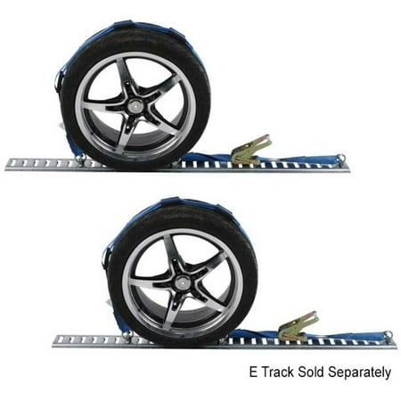 US Cargo Control Wheel Strap With E-Track Fittings and Three Rubber Blocks, Great For Low Clearance Car Hauling, Strong Polyester Webbing, 2,000 Pound Working Load Limit, 2 Pack
