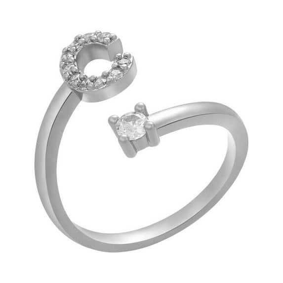 US Charm Initial Letter Ring Alphabet A-Z Gold Silver Adjustable Open Bands Ring
