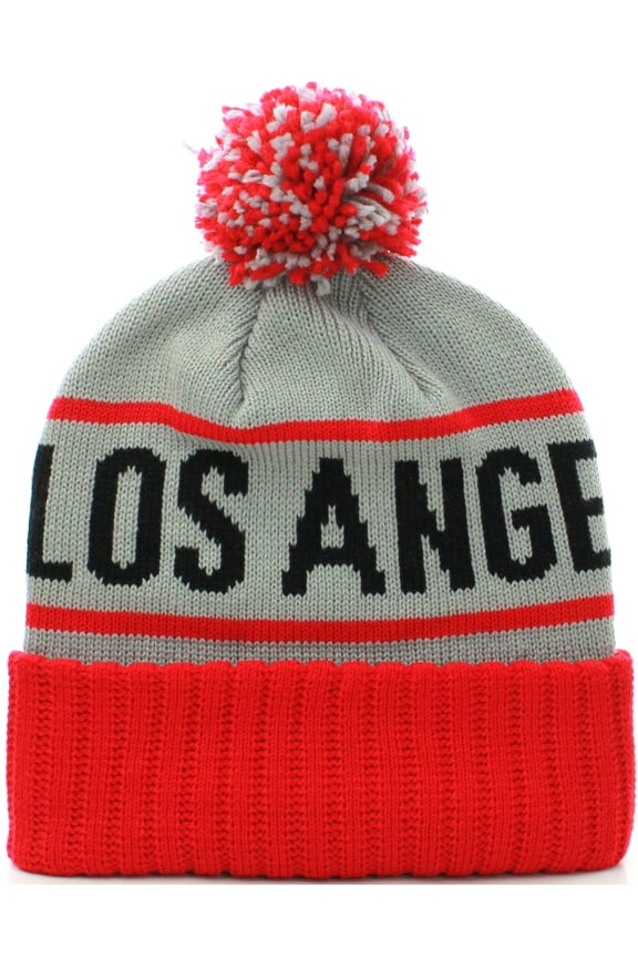 USA Great American Cities States Cuff Knit Pom Pom Beanie Hat Cap