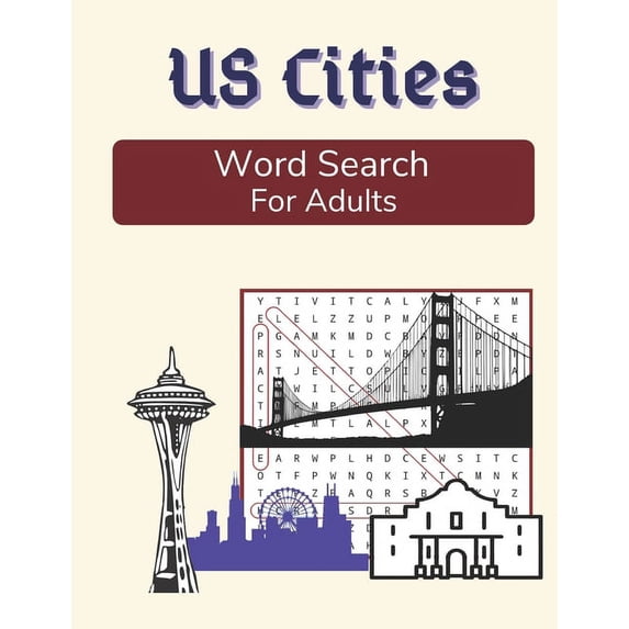 US Cities Word Search For Adults: Large Print Medium Difficulty Puzzle Book with Solutions (Paperback) by Outdoor Words Publications