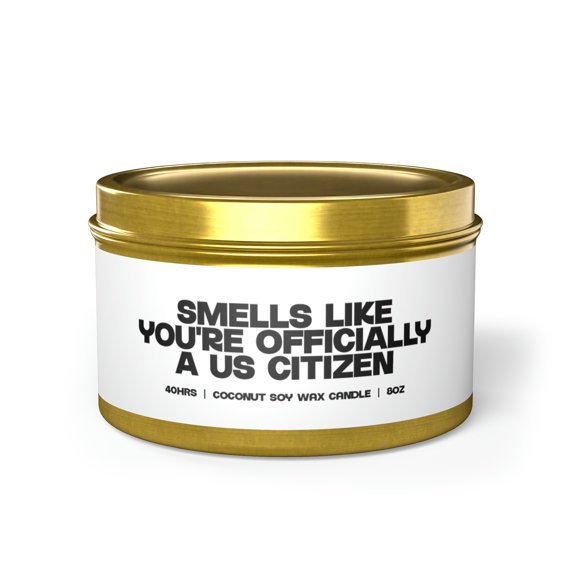 US Citizenship American Citizen Tin Candle Gift Decor Vanilla Coffee