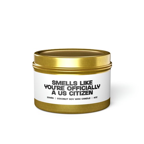 US Citizenship American Citizen Tin Candle Gift Decor Vanilla Coffee