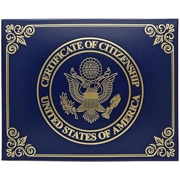 US Citizenship Certificate Holder Padded Cover with Gold Seal - Naturalization Gift for New Citizens - Protect Your Certificate of Citizenship$$Office