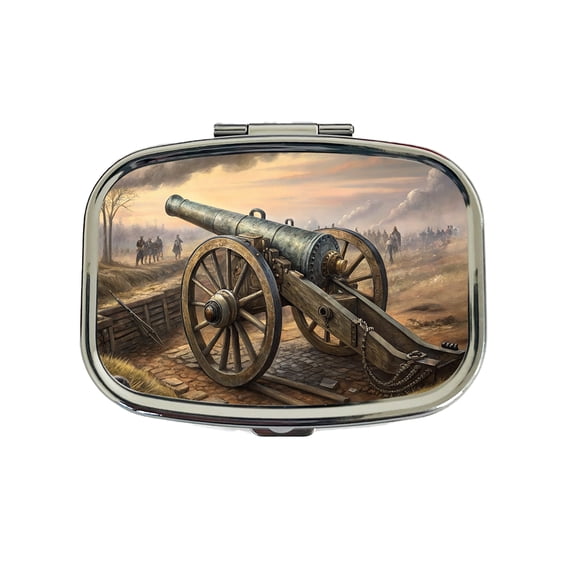 US Civil War Military Cannon Small Travel Handbag Pill Box Case