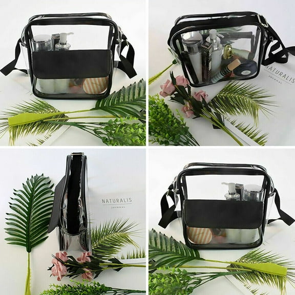 US Clear Transparent Tote Bag PVC Zipper Stadium Approved Shoulder Handbag Purse