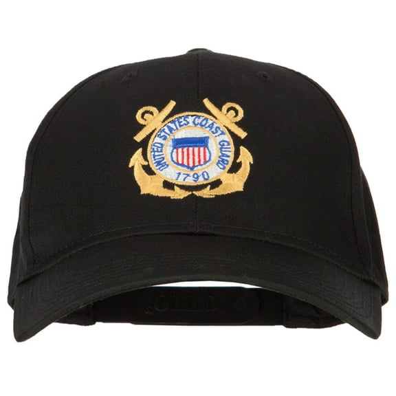 US Coast Guard Anchors Embroidered Solid Cotton Pro Style Cap - Black OSFM