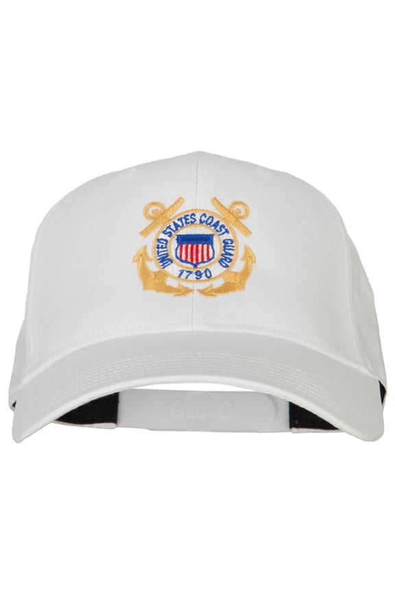 US Coast Guard Anchors Embroidered Solid Cotton Pro Style Cap - White OSFM