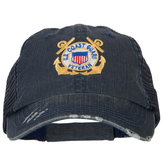 US Coast Guard Anchors Veteran Embroidered Low Profile Cotton Mesh Cap - Navy OSFM