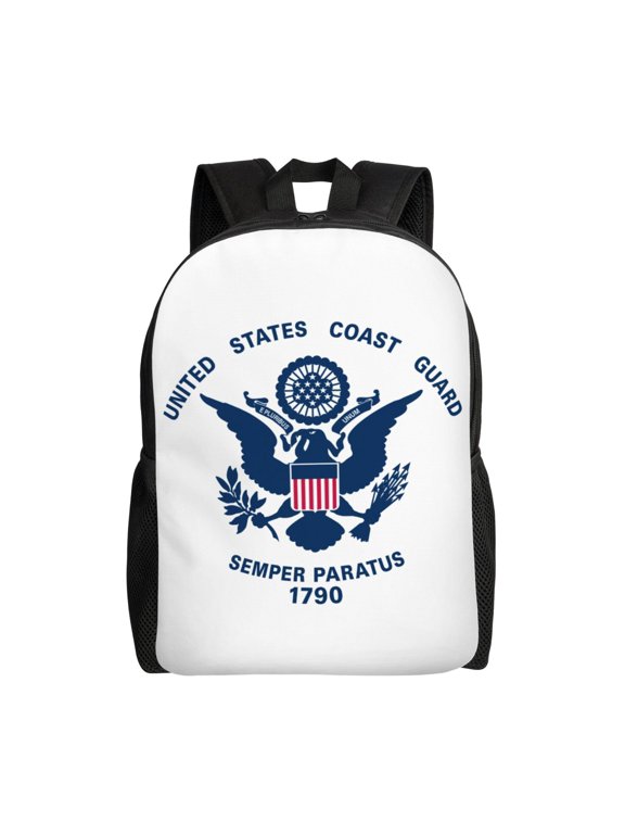 US Coast Guard Backpack Single-Sided Printed Backpack Light Casual Laptop Backpack Travel Backpack Suitable For Office Travel Commuting