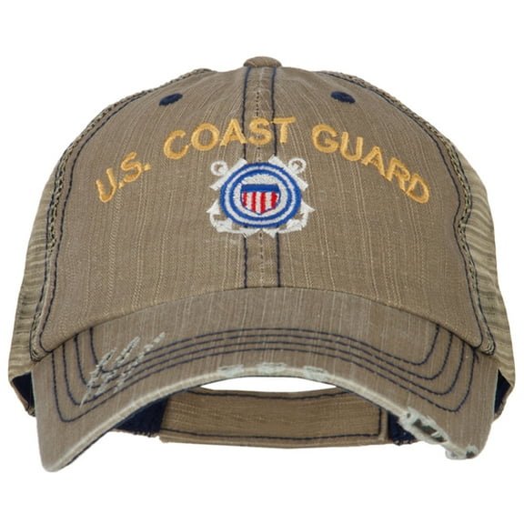US Coast Guard Embroidered Low Profile Cotton Mesh Cap - Khaki OSFM