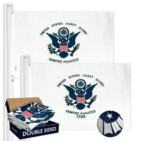 US Coast Guard Flag 3x5FT 2-Pack Double-sided Embroidered Polyester By G128
