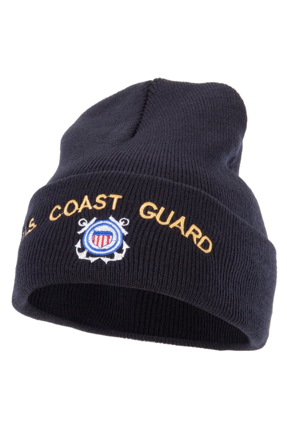 US Coast Guard Logo Embroidered Long Beanie - Navy OSFM