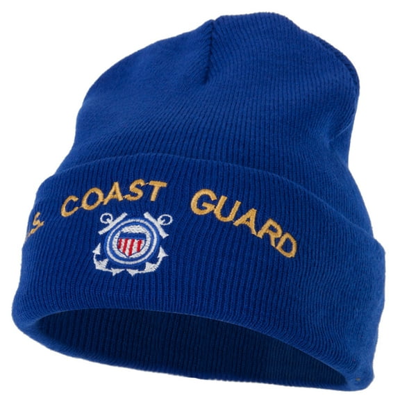 US Coast Guard Logo Embroidered Long Beanie - Royal OSFM