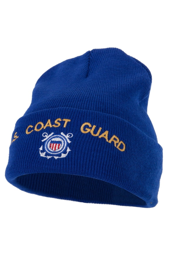 US Coast Guard Logo Embroidered Long Beanie - Royal OSFM