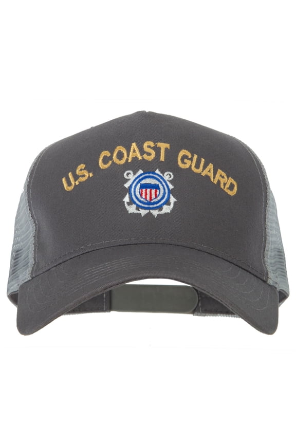 US Coast Guard Logo Embroidered New Big Size Trucker Mesh Cap - Grey XL-3XL