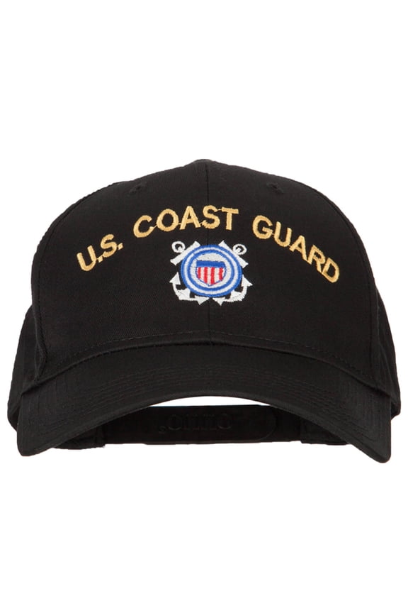 US Coast Guard Logo Embroidered Solid Cotton Pro Style Cap - Black OSFM