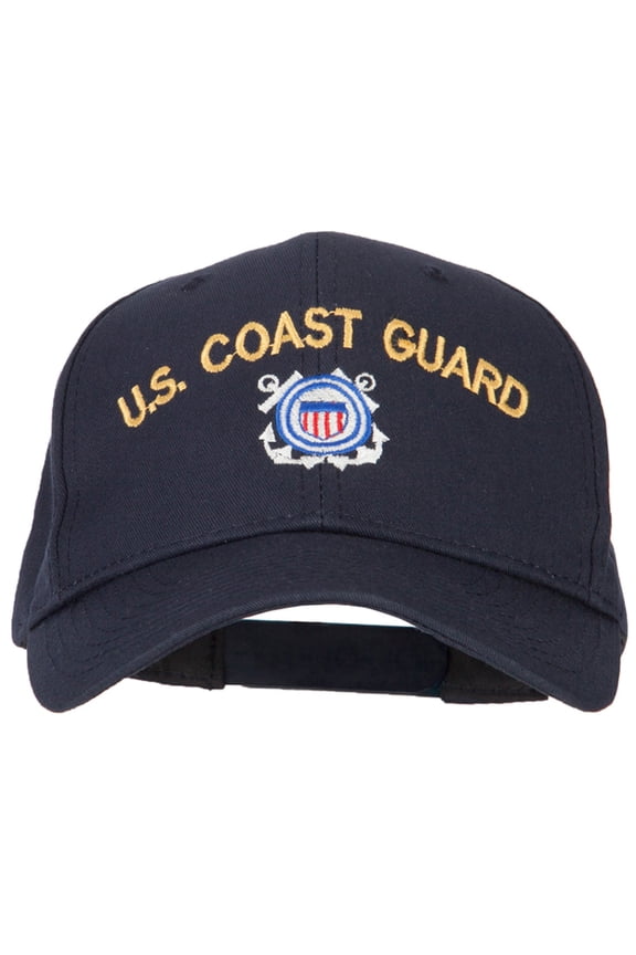 US Coast Guard Logo Embroidered Solid Cotton Pro Style Cap - Navy OSFM