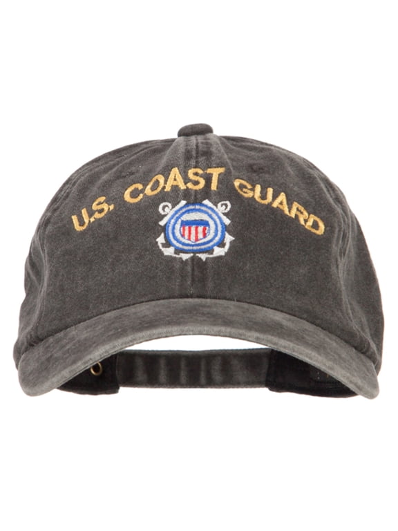 US Coast Guard Logo Embroidered Washed Cotton Twill Cap - Black OSFM