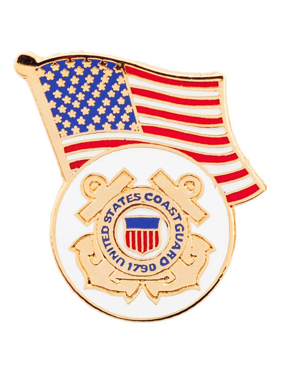US Coast Guard Logo with USA Flag Military Lapel Pin