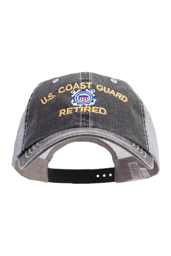 US Coast Guard Retired Embroidered Big Size Special Cotton Low Profile Trucker Cap - Black XL-3XL