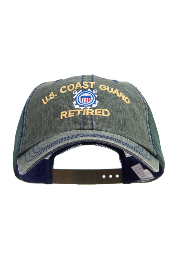 US Coast Guard Retired Embroidered Big Size Special Cotton Low Profile Trucker Cap - Dk Green XL-3XL