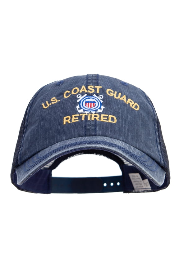 US Coast Guard Retired Embroidered Big Size Special Cotton Low Profile Trucker Cap - Navy XL-3XL