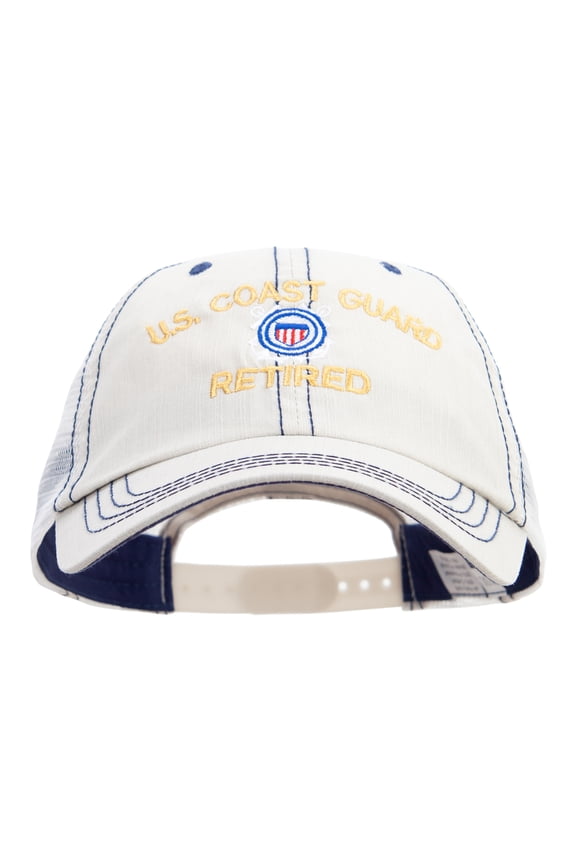 US Coast Guard Retired Embroidered Big Size Special Cotton Low Profile Trucker Cap - Putty XL-3XL